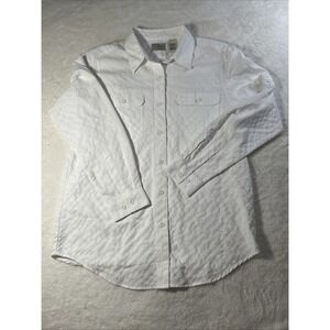 LL Bean Women Medium White Polyester‎ Nylon Outdoor Shirt Button Up Long Sleeve